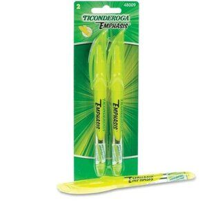 4 Pack – Ticonderoga Emphasis Yellow Highlighters Chisel Tip